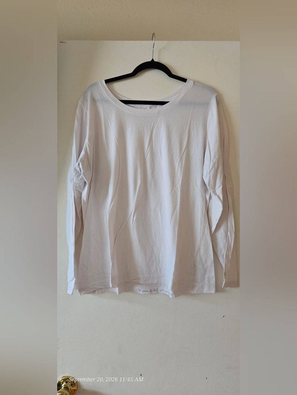 Healing Hands White Long Sleeve Melissa Underscrub Crewneck Top